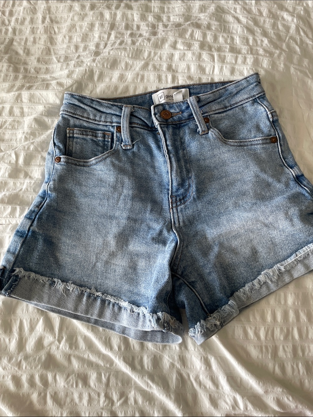 RE Generation High-Rise Light Blue Denim Shorts - Women's 1/25